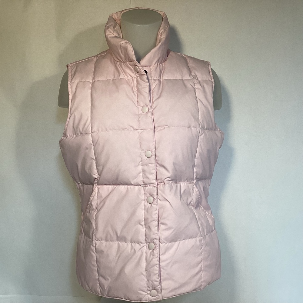 Women’s Lands’ End Light Pink Goose Down Puffer Womens Vest size small